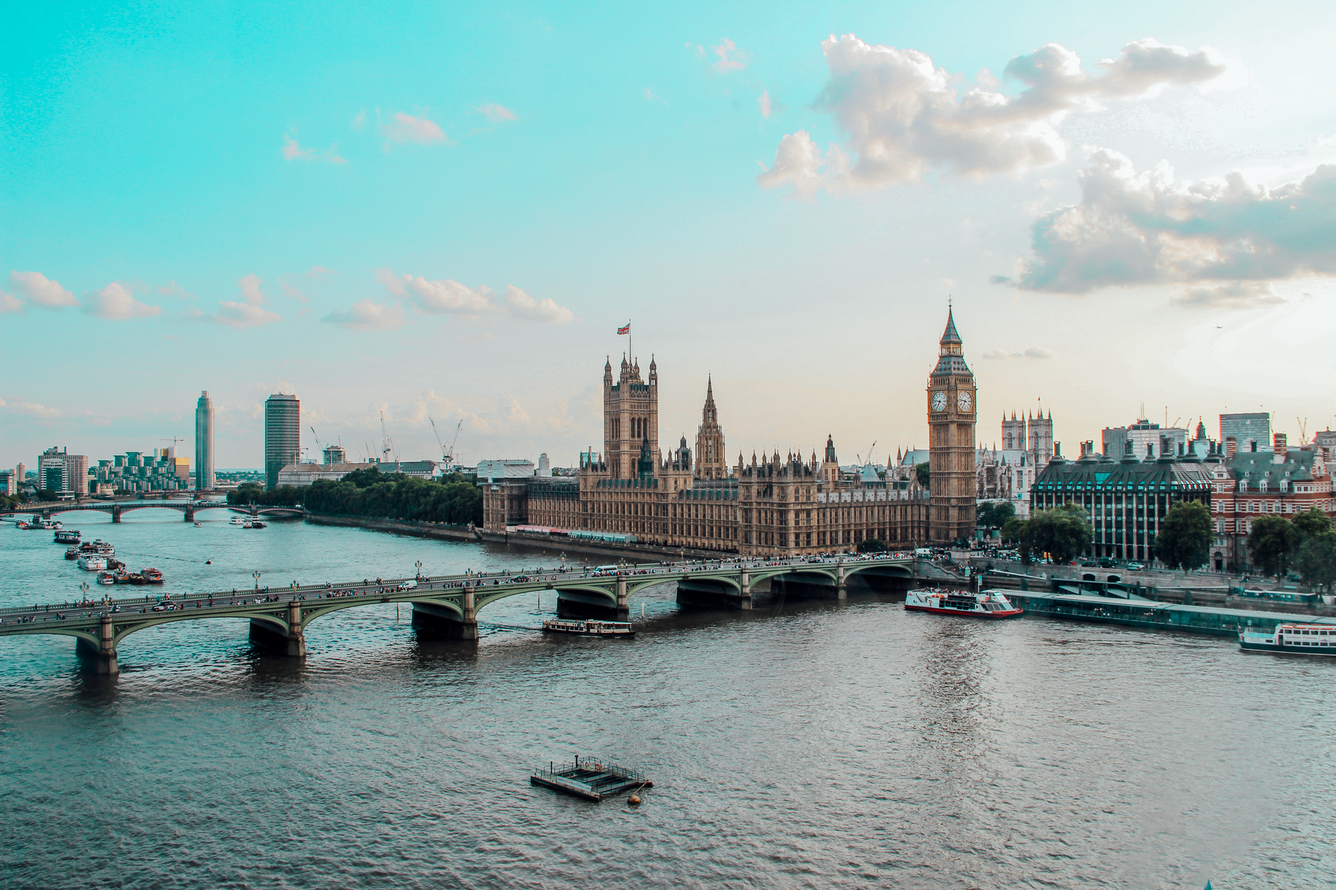 drone shot of london